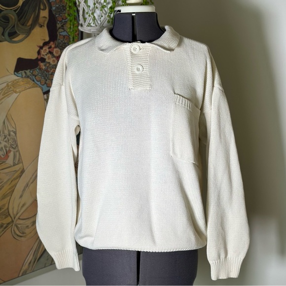 Elegant White Cowl Neck Sweater - Picture 1 of 5